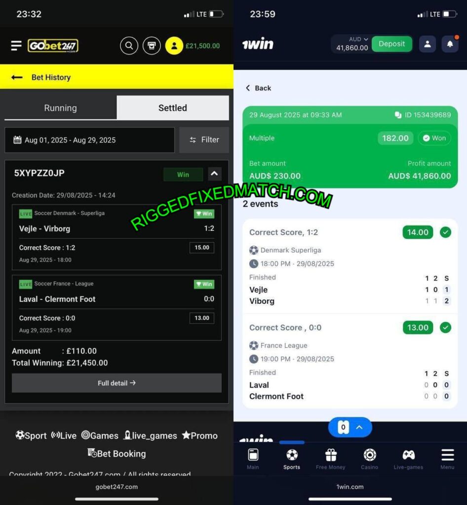 1WIN CORRECT SCORE FIXED MATCH