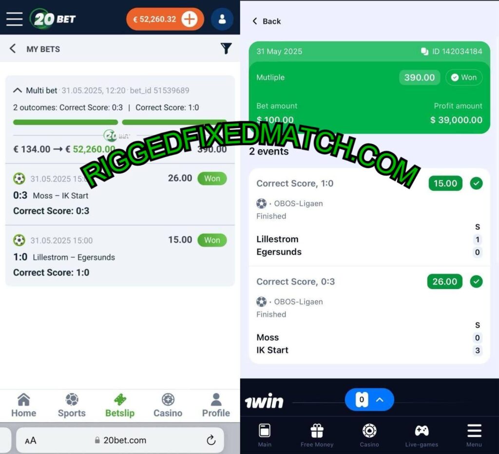1WIN FIXED MATCHES TIPS