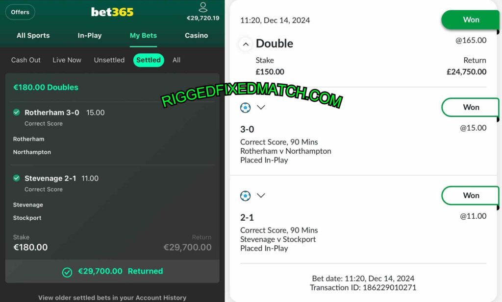 BET365 RIGGED FOOTBALL FIXED MATCHES