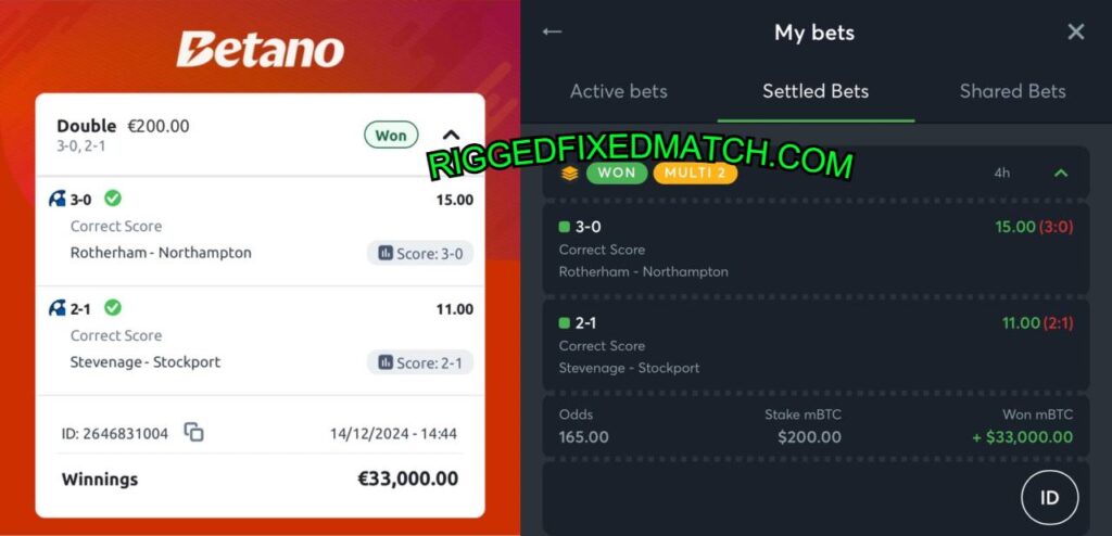 BETANO RIGGED FOOTBALL FIXED MATCHES