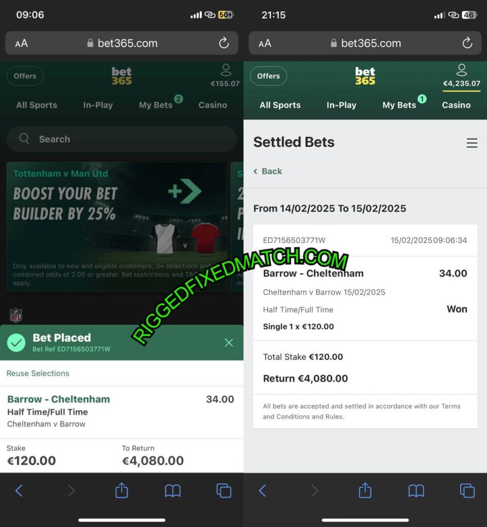 RIGGED BET365 FIXED MATCHES TIPS