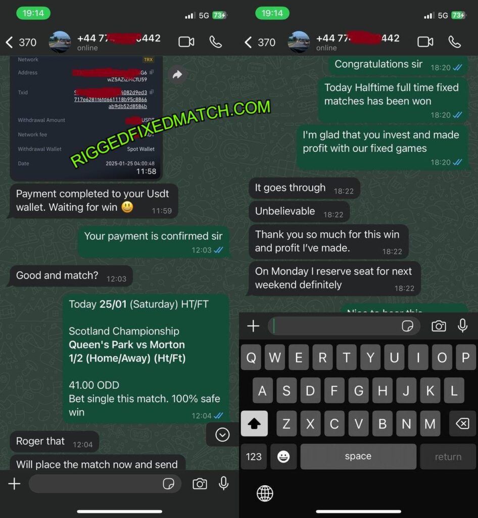 RIGGED FIXED BETTING MATCHES ON WHATSAPP