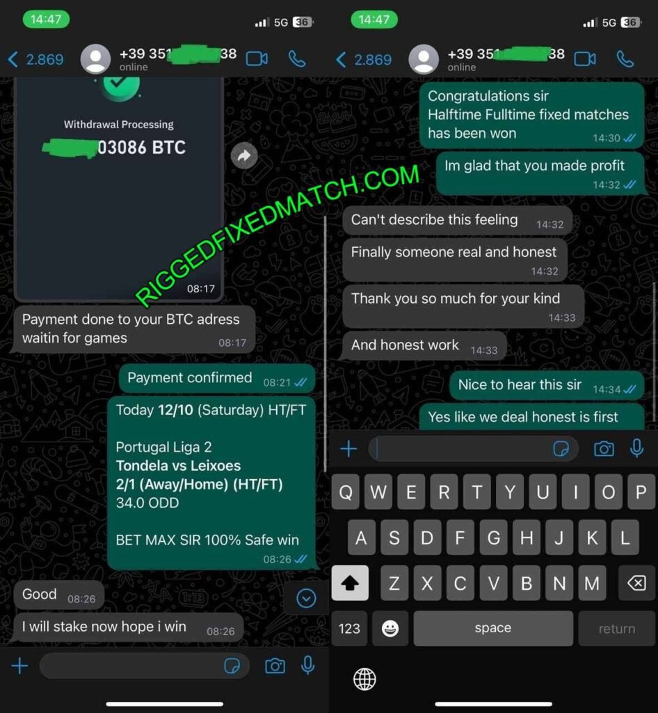 RIGGED WHATSAPP FIXED MATCH