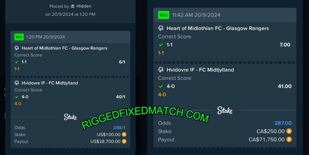 STAKE RIGGED FIXED MATCH BET