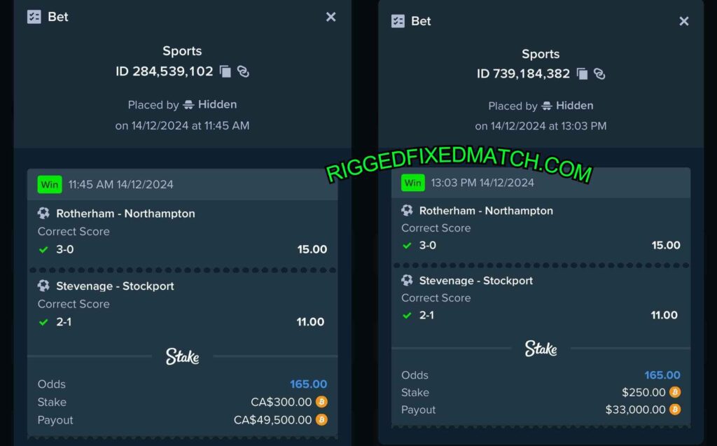 STAKE RIGGED FOOTBALL FIXED MATCHES