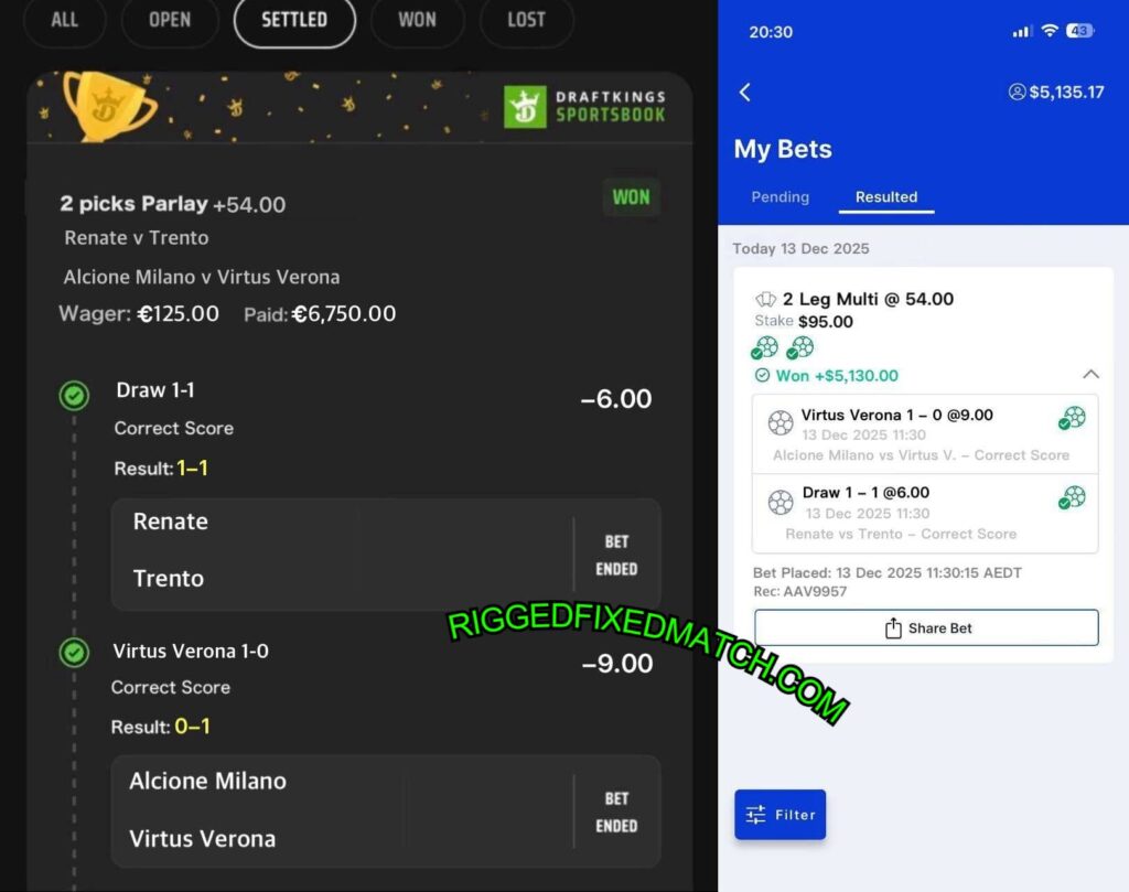 DRAFT KINGS FIXED MATCHES