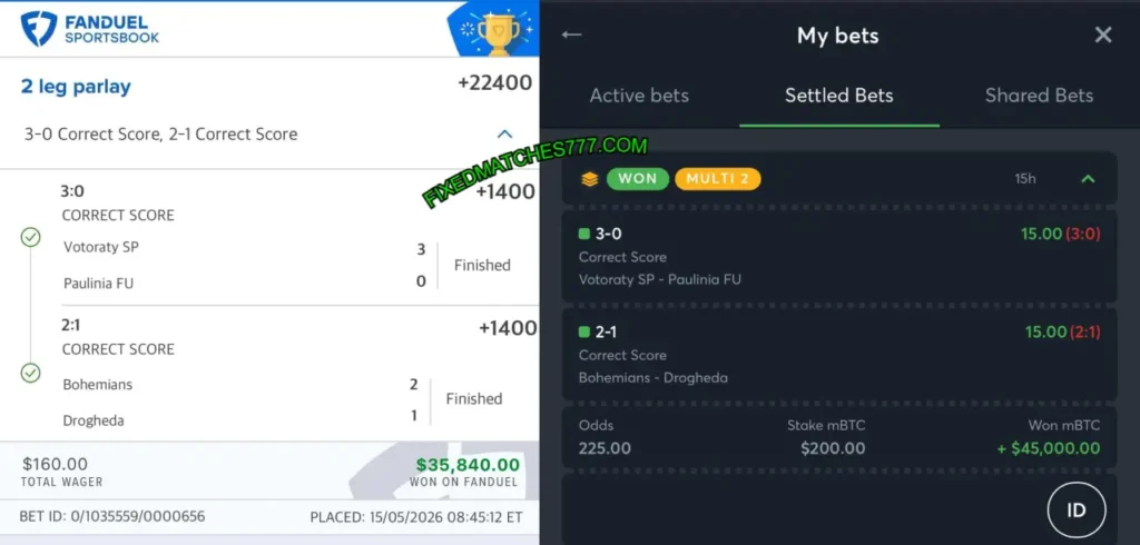 FANDUEL SPORTS CORRECT FIXED PREDICTIONS