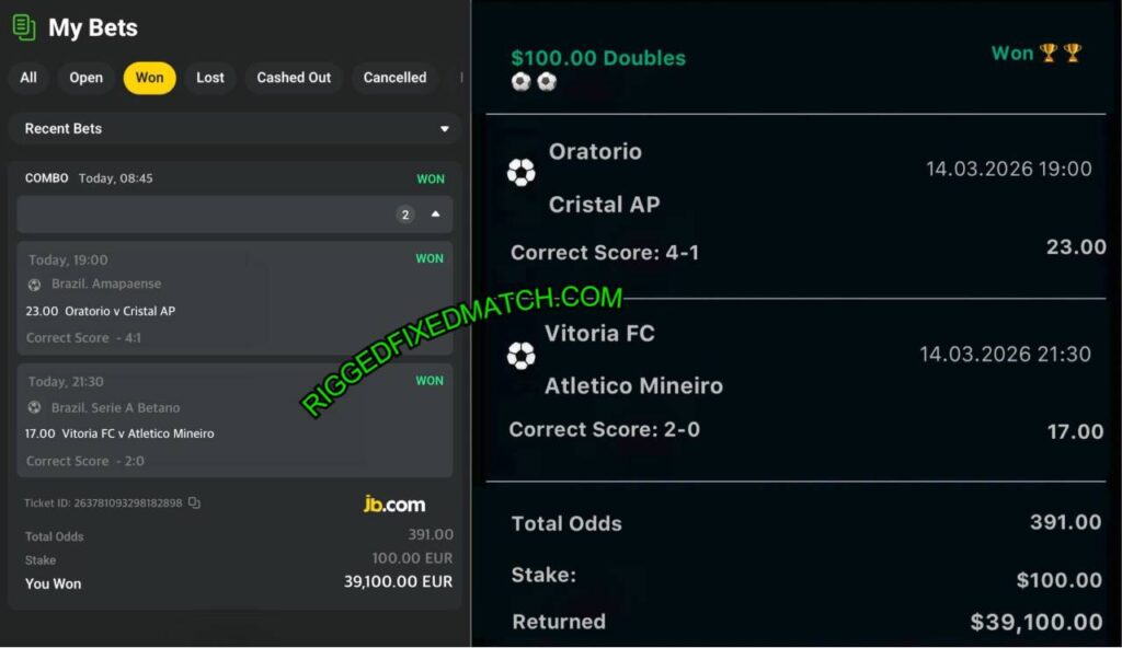 JB CRYPTO CORRECT SCORE FIXED MATCH