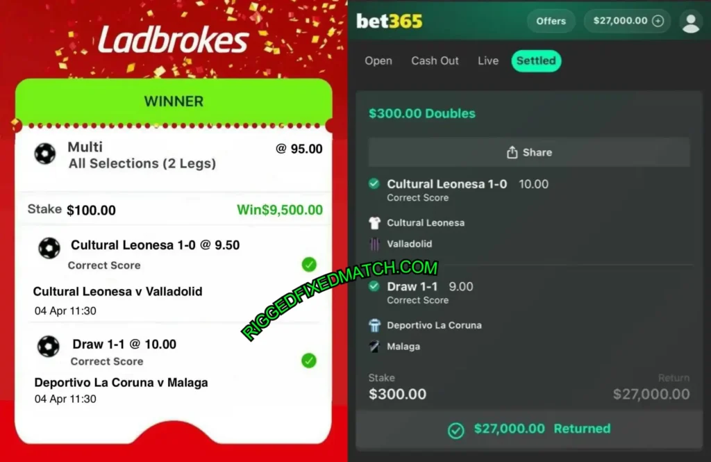 LADBROKES SOCCER FIXED BETTING MATCHES