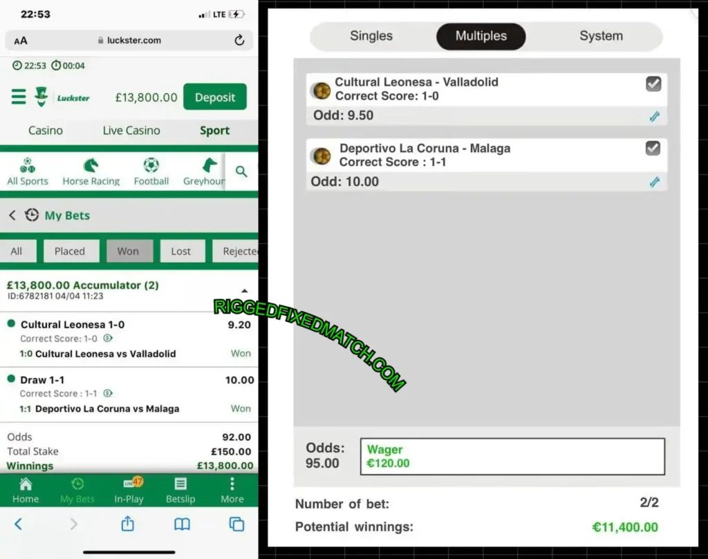 LUCKSTER SPORTS FIXED BETTING TIPS