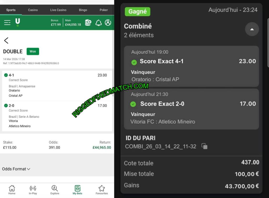 UNIBET CORRECT FIXED MATCHES TIPS