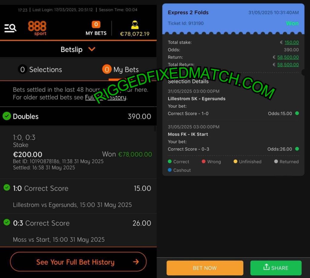 888 SPORT FIXED CORRECT SCORE TIPS
