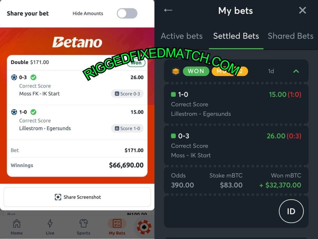 BETANO RIGGED FIXED MATCH