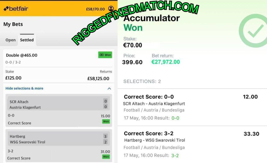 BETFAIR CORRECT SCORE FIXED MATCHES TIPS