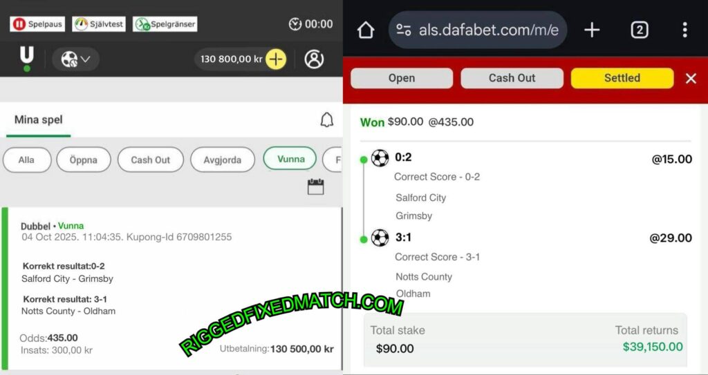 DAFA BET CORRECT FIXED MATCHES