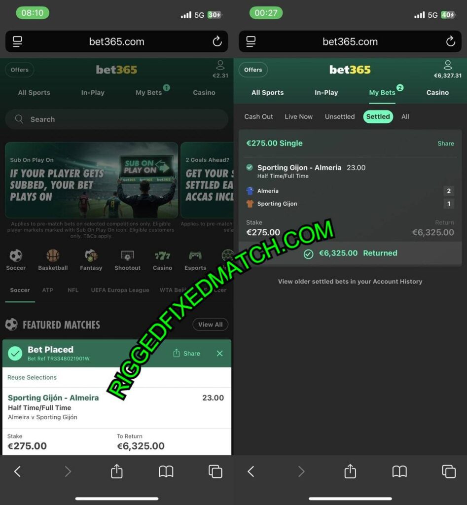 RIGGED HTFT BETTING MATCHES