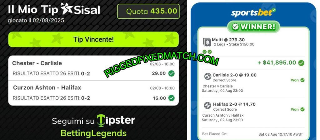 SISAL CORRECT SCORE SPORTS BET FIXED