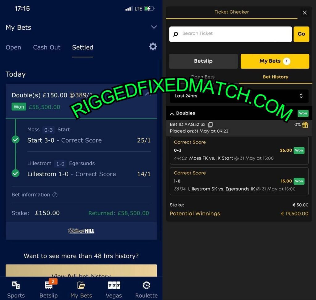WILLIAMHILL RIGGED FIXED GAMES