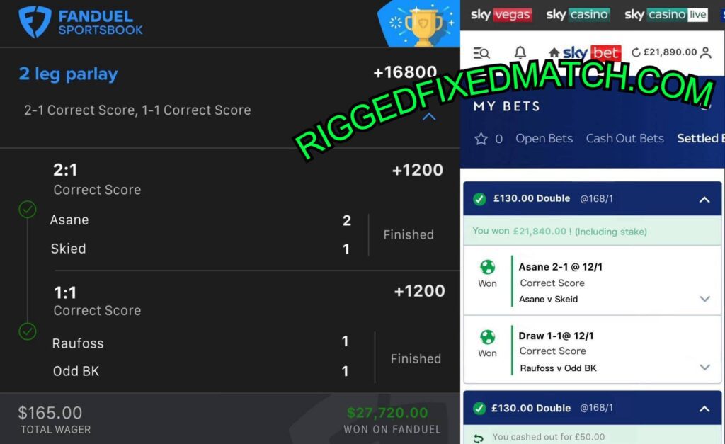 fanduel correct score fixed matches