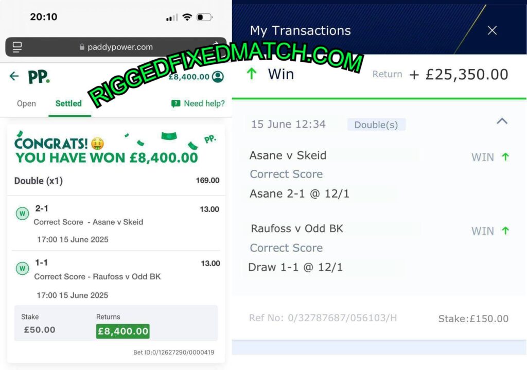 paddypower fixed correct score matches
